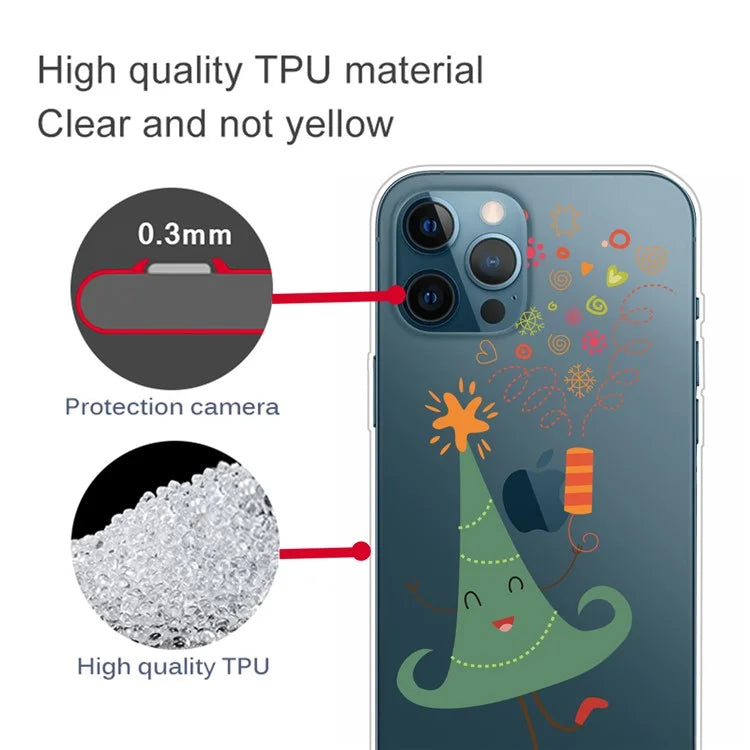 For iPhone 16 Pro Case Christmas Pattern Printing Soft TPU Phone Cover