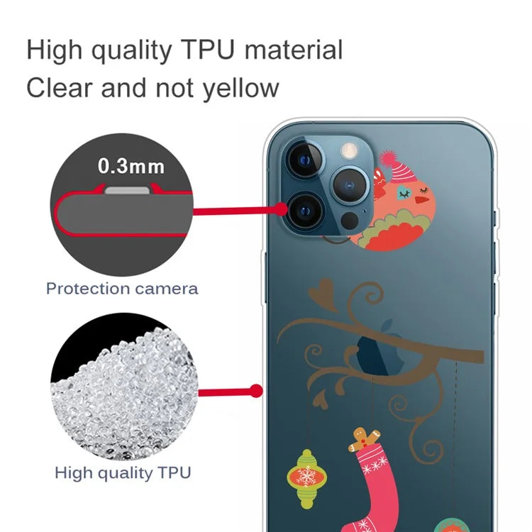 For iPhone 16 Pro Case Christmas Pattern Printing Soft TPU Phone Cover