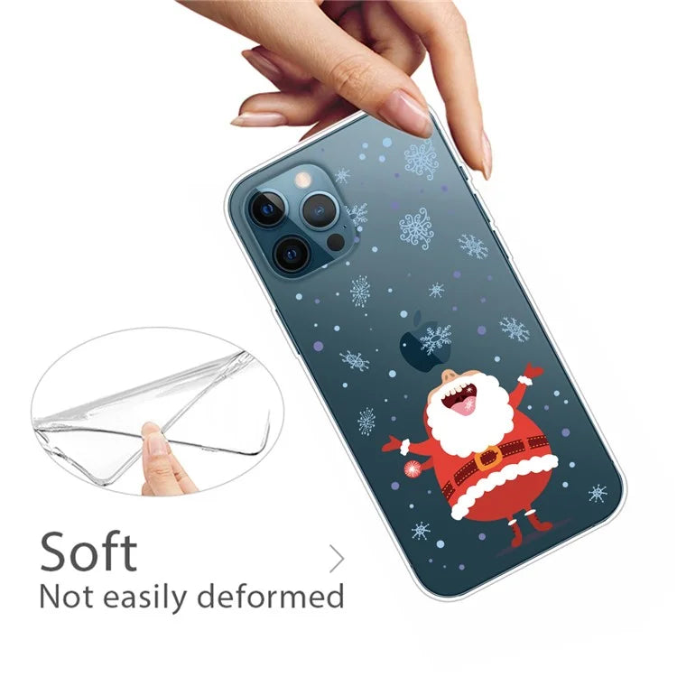 For iPhone 16 Pro Case Christmas Pattern Printing Soft TPU Phone Cover