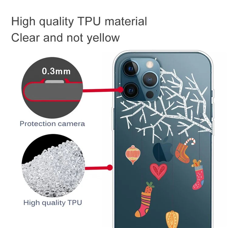 For iPhone 16 Pro Case Christmas Pattern Printing Soft TPU Phone Cover