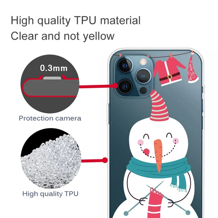 For iPhone 16 Pro Case Christmas Pattern Printing Soft TPU Phone Cover