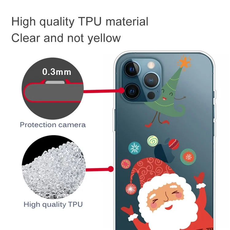 For iPhone 16 Pro Case Christmas Pattern Printing Soft TPU Phone Cover