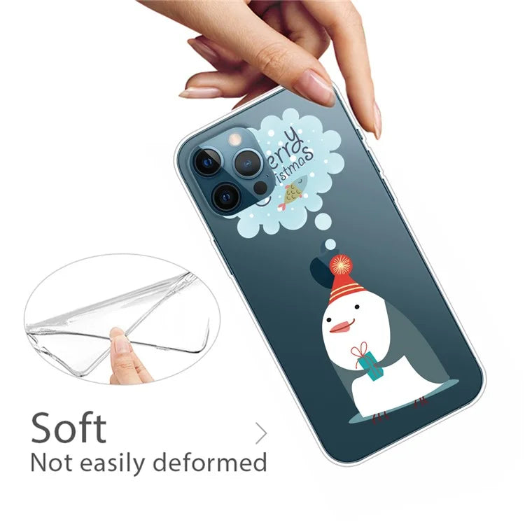 For iPhone 16 Pro Case Christmas Pattern Printing Soft TPU Phone Cover