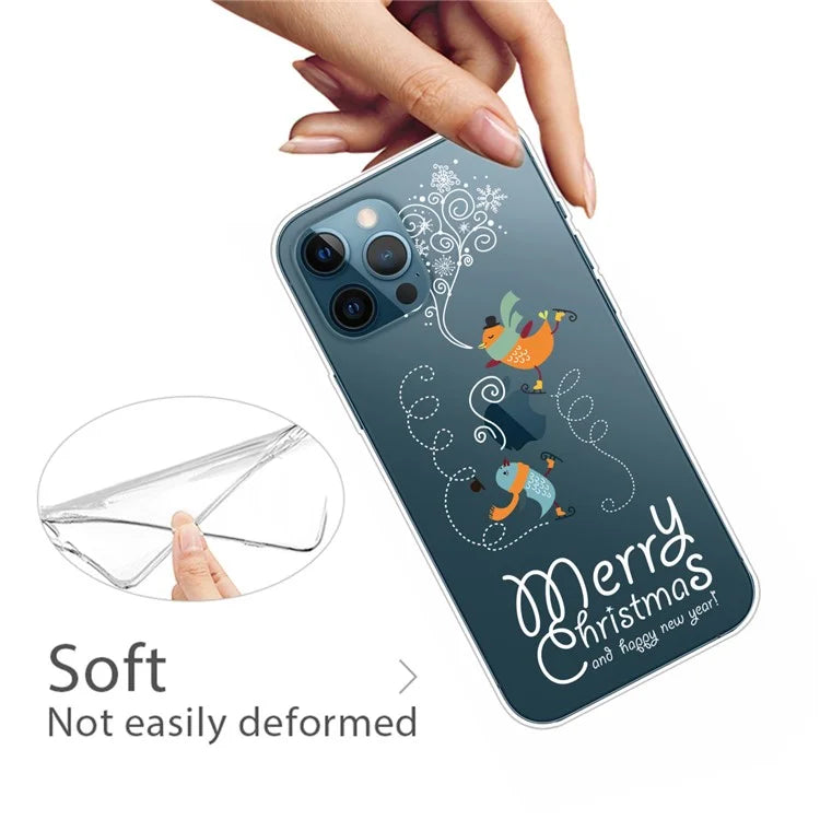 For iPhone 16 Pro Case Christmas Pattern Printing Soft TPU Phone Cover