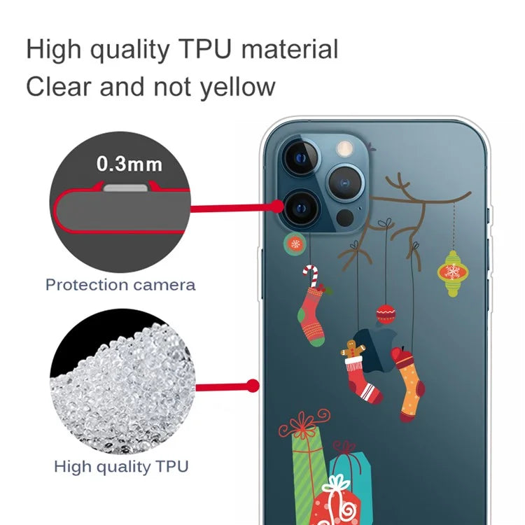 For iPhone 16 Pro Case Christmas Pattern Printing Soft TPU Phone Cover