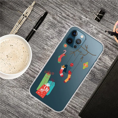 For iPhone 16 Pro Case Christmas Pattern Printing Soft TPU Phone Cover