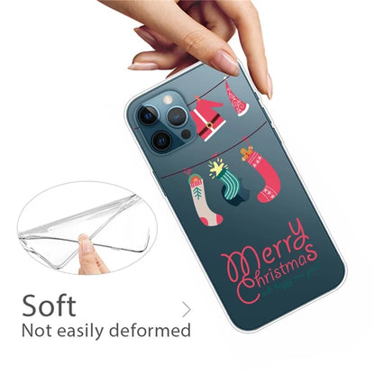 For iPhone 16 Pro Case Christmas Pattern Printing Soft TPU Phone Cover