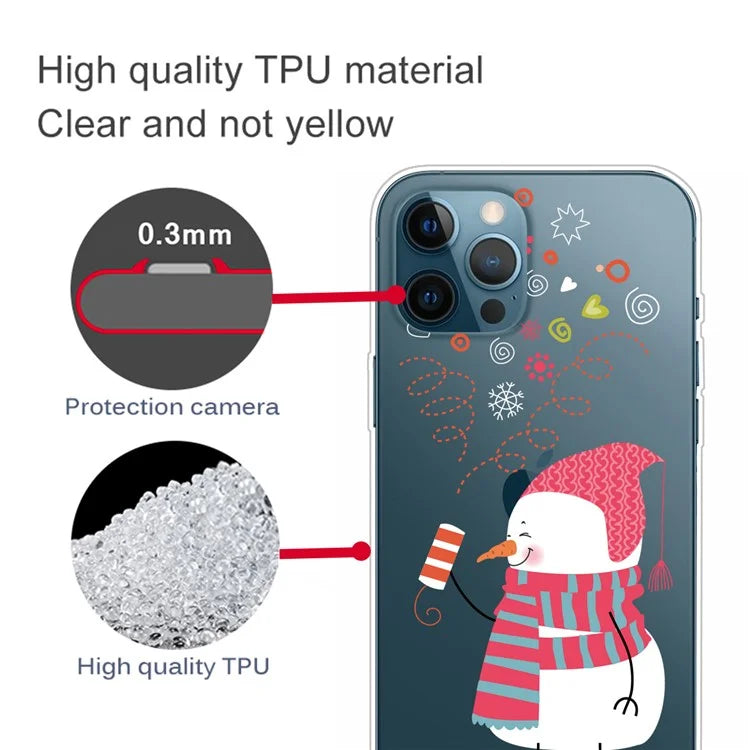For iPhone 16 Pro Case Christmas Pattern Printing Soft TPU Phone Cover