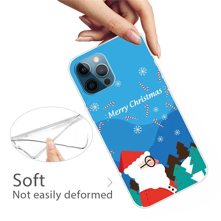 For iPhone 16 Pro Max Case Christmas Pattern Printing Soft TPU Phone Cover