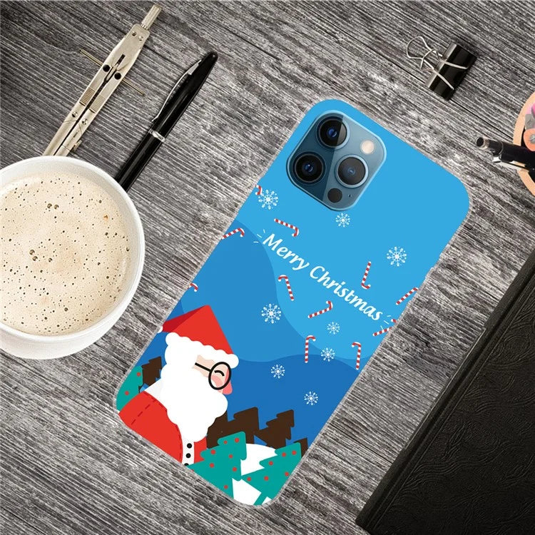 For iPhone 16 Pro Max Case Christmas Pattern Printing Soft TPU Phone Cover