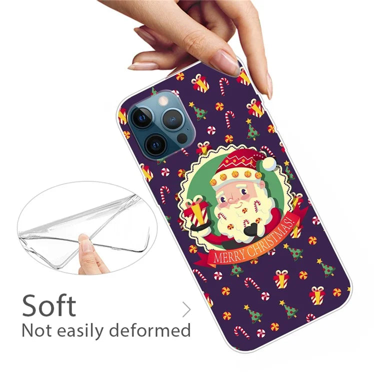 For iPhone 16 Pro Max Case Christmas Pattern Printing Soft TPU Phone Cover