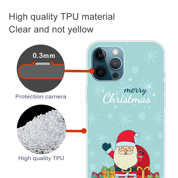 For iPhone 16 Pro Max Case Christmas Pattern Printing Soft TPU Phone Cover