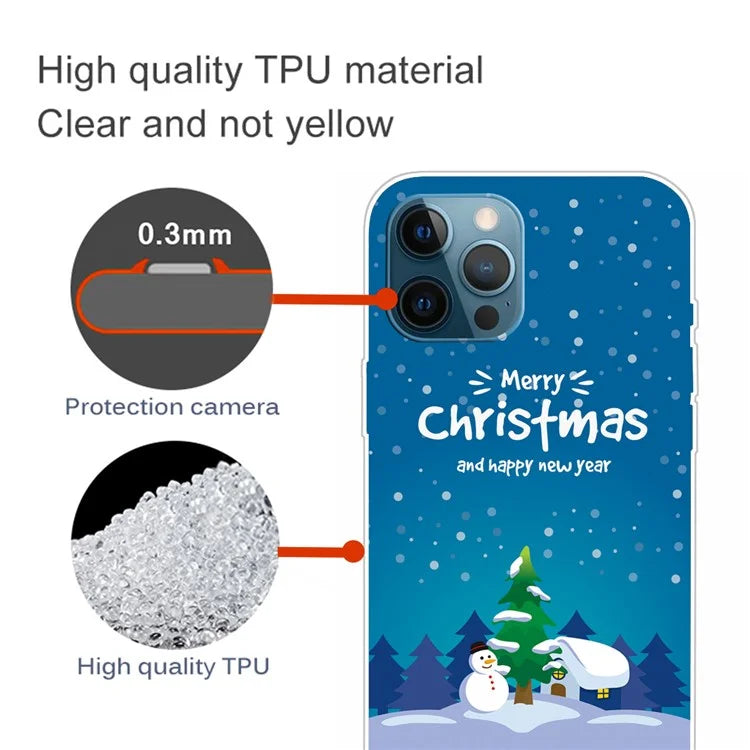 For iPhone 16 Pro Max Case Christmas Pattern Printing Soft TPU Phone Cover