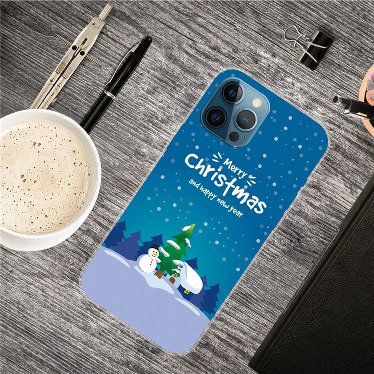 For iPhone 16 Pro Max Case Christmas Pattern Printing Soft TPU Phone Cover