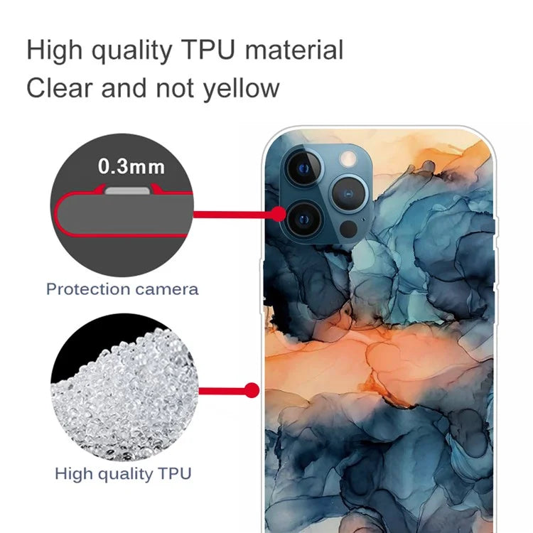 For iPhone 16 Pro Max Case Abstract Marble Pattern Printing TPU Phone Cover