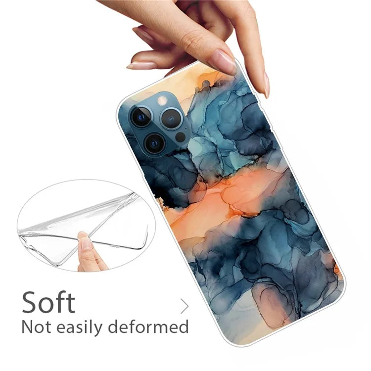 For iPhone 16 Pro Max Case Abstract Marble Pattern Printing TPU Phone Cover