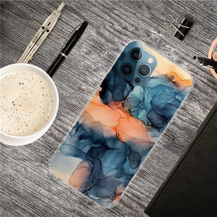 For iPhone 16 Pro Max Case Abstract Marble Pattern Printing TPU Phone Cover