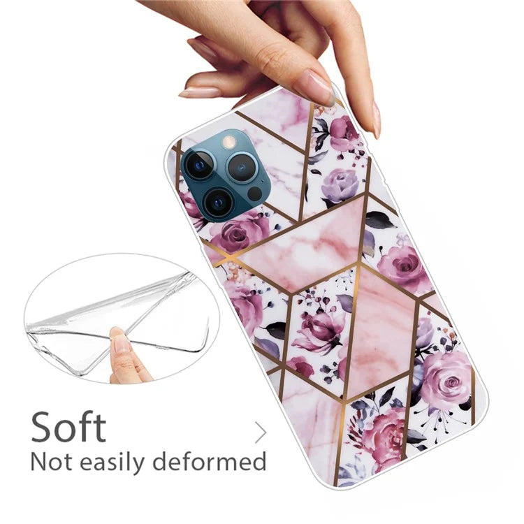 For iPhone 16 Pro Max Case Abstract Marble Pattern Printing TPU Phone Cover