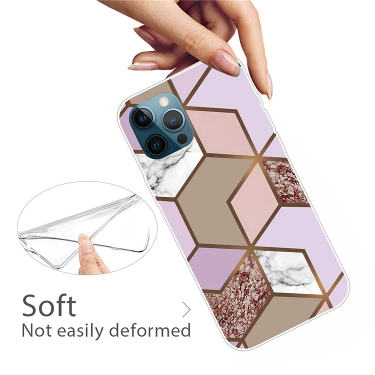 For iPhone 16 Pro Max Case Abstract Marble Pattern Printing TPU Phone Cover