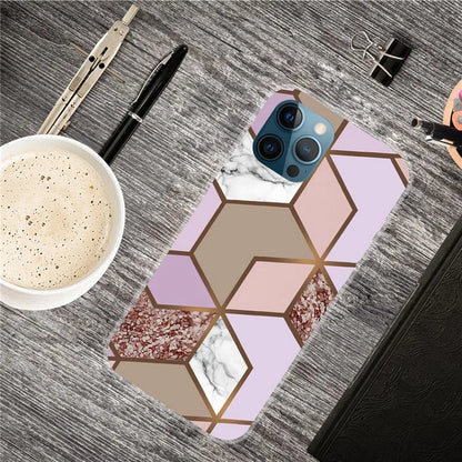 For iPhone 16 Pro Max Case Abstract Marble Pattern Printing TPU Phone Cover