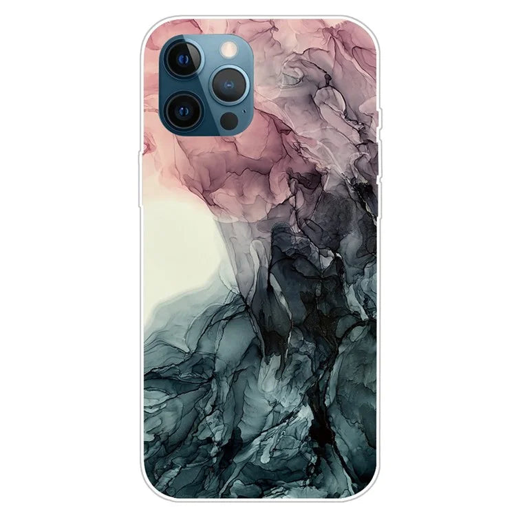 For iPhone 16 Pro Max Case Abstract Marble Pattern Printing TPU Phone Cover