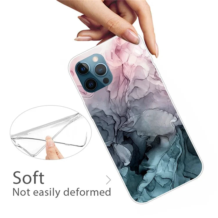 For iPhone 16 Pro Max Case Abstract Marble Pattern Printing TPU Phone Cover
