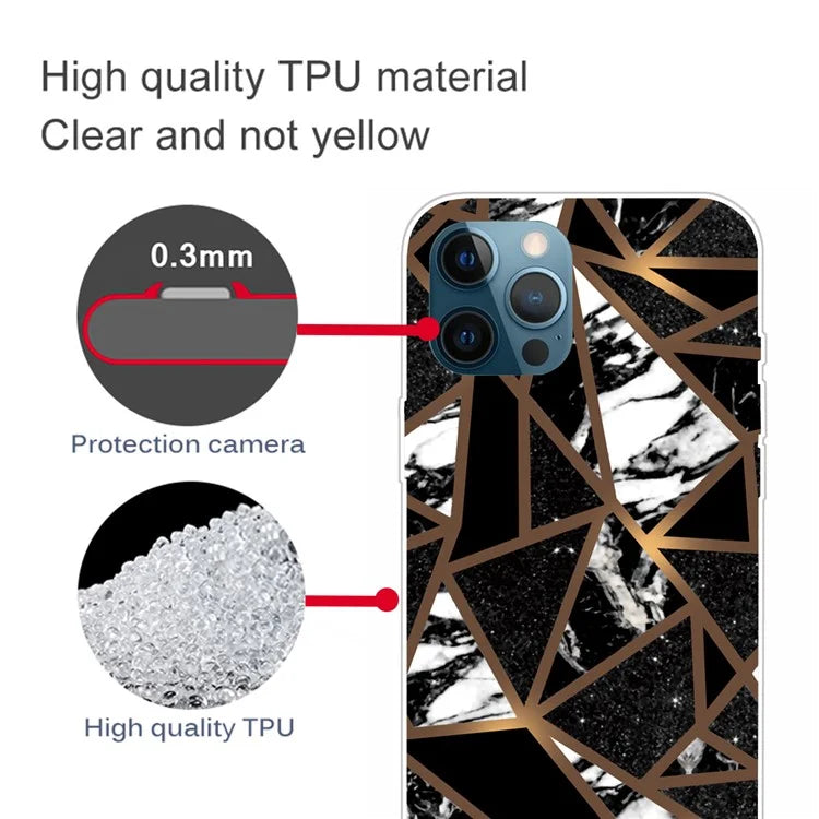 For iPhone 16 Pro Max Case Abstract Marble Pattern Printing TPU Phone Cover