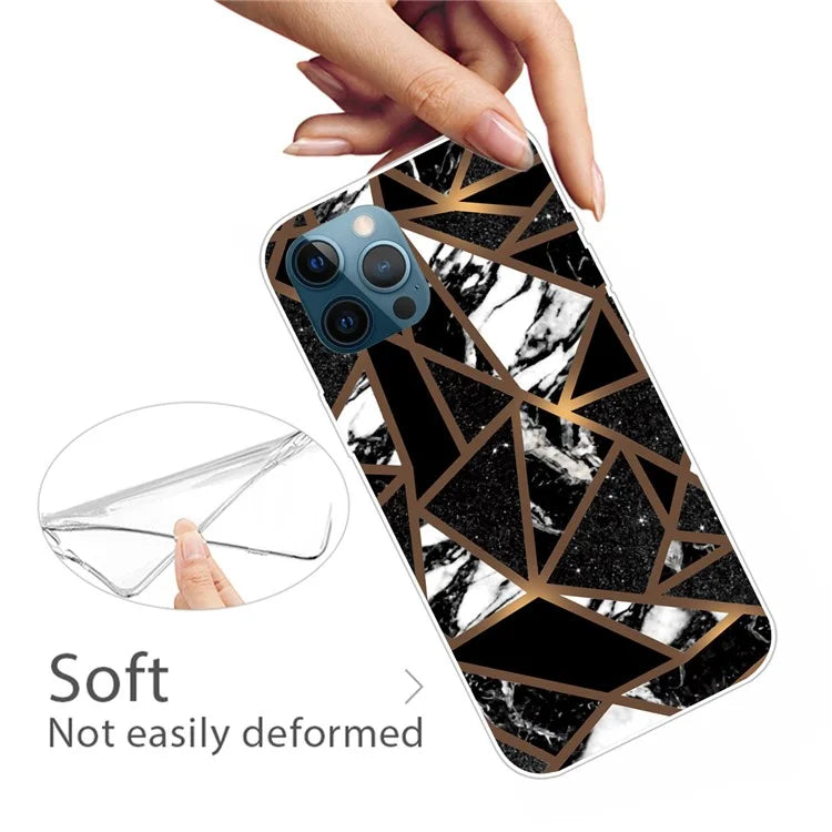 For iPhone 16 Pro Max Case Abstract Marble Pattern Printing TPU Phone Cover