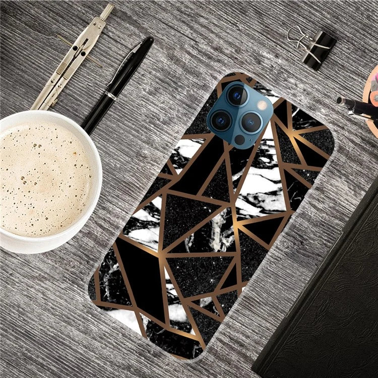 For iPhone 16 Pro Max Case Abstract Marble Pattern Printing TPU Phone Cover