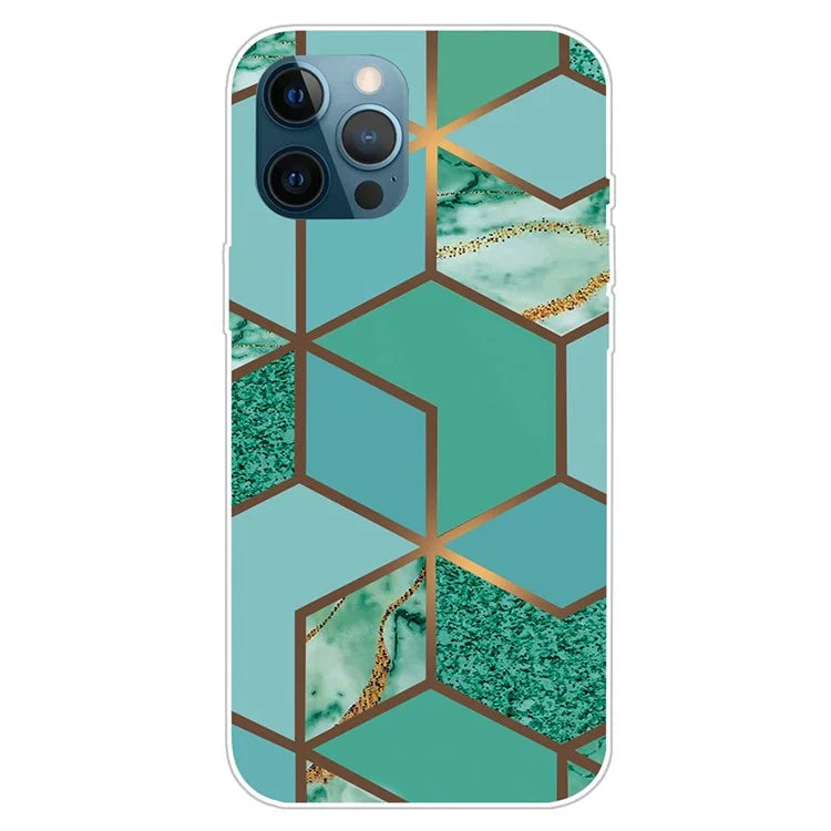 For iPhone 16 Pro Max Case Abstract Marble Pattern Printing TPU Phone Cover