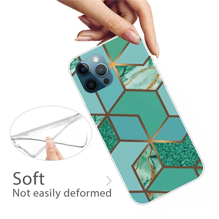 For iPhone 16 Pro Max Case Abstract Marble Pattern Printing TPU Phone Cover