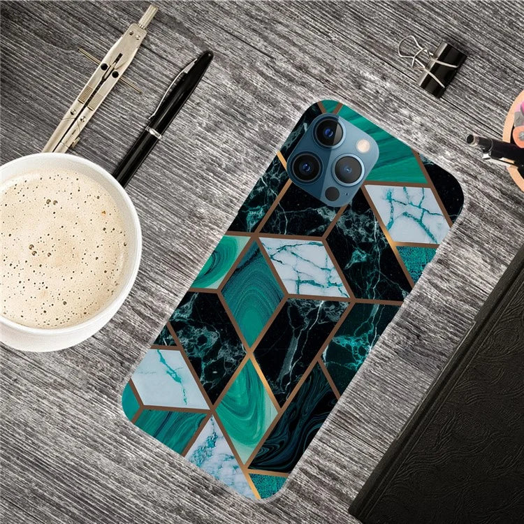 For iPhone 16 Pro Max Case Abstract Marble Pattern Printing TPU Phone Cover