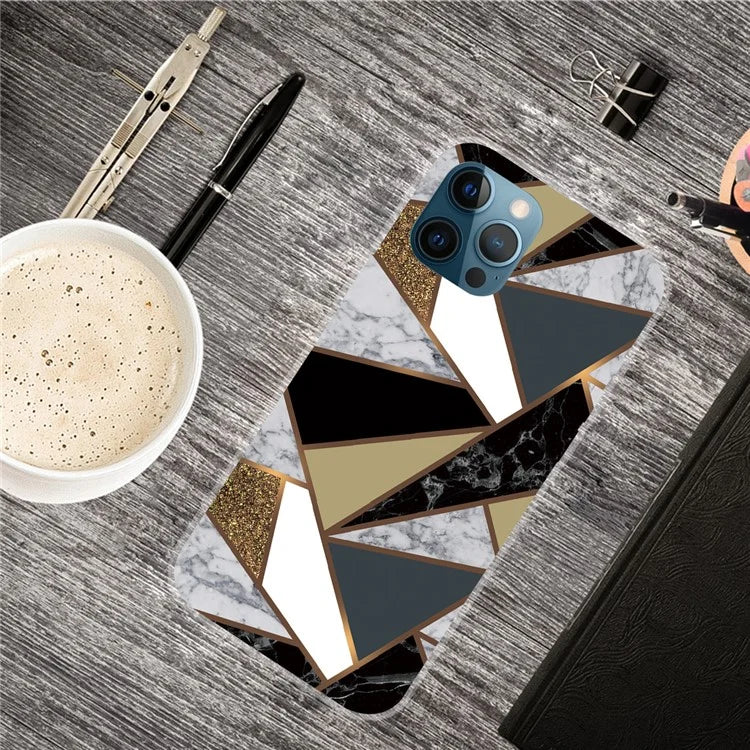 For iPhone 16 Pro Max Case Abstract Marble Pattern Printing TPU Phone Cover