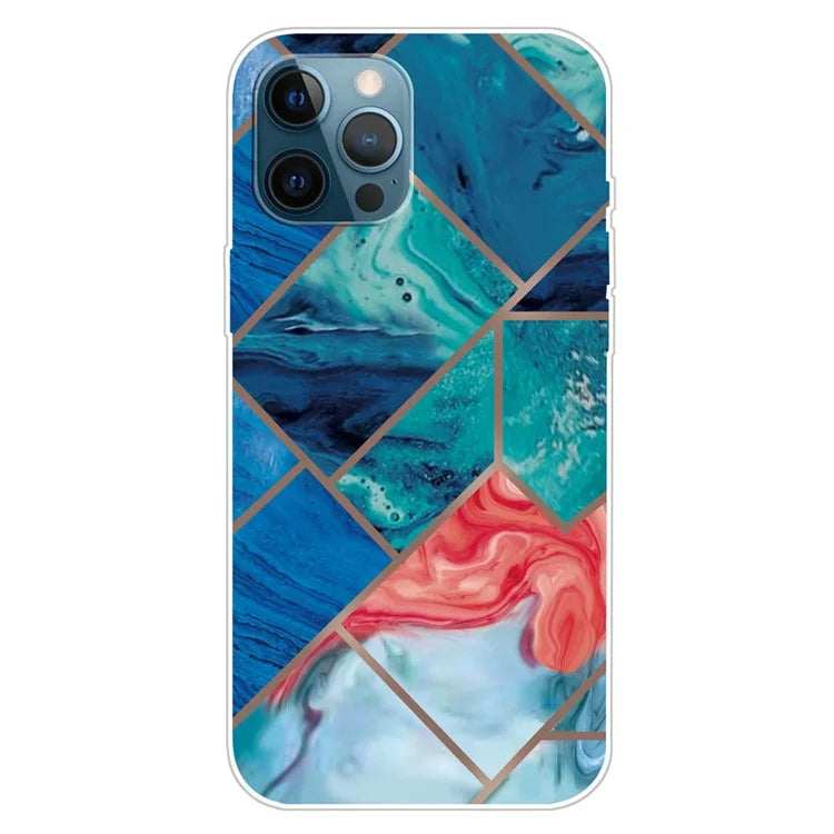 For iPhone 16 Pro Max Case Abstract Marble Pattern Printing TPU Phone Cover