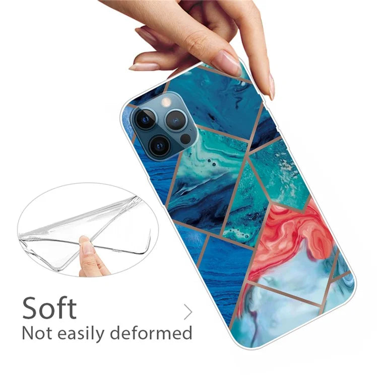 For iPhone 16 Pro Max Case Abstract Marble Pattern Printing TPU Phone Cover