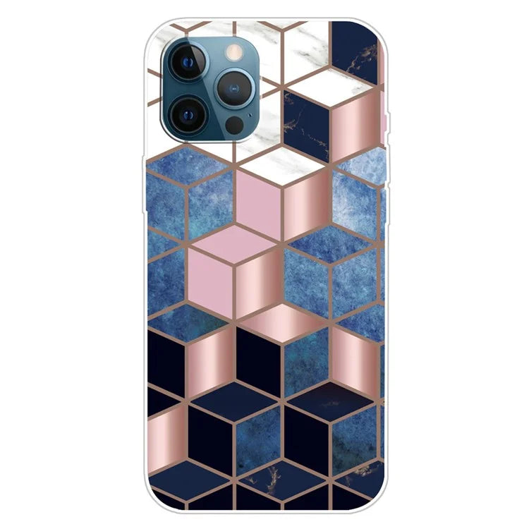 For iPhone 16 Pro Max Case Abstract Marble Pattern Printing TPU Phone Cover