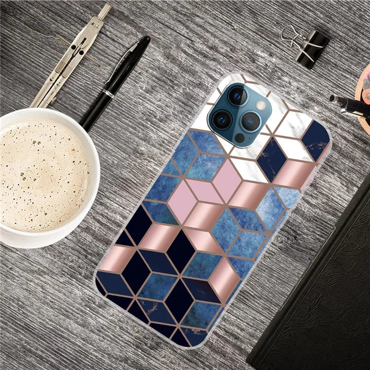 For iPhone 16 Pro Max Case Abstract Marble Pattern Printing TPU Phone Cover