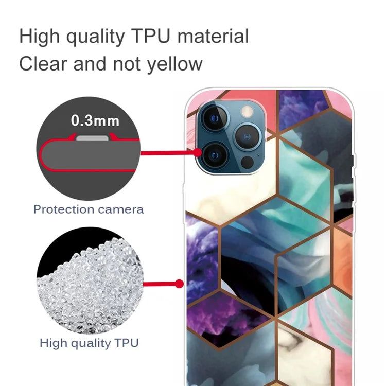 For iPhone 16 Pro Max Case Abstract Marble Pattern Printing TPU Phone Cover