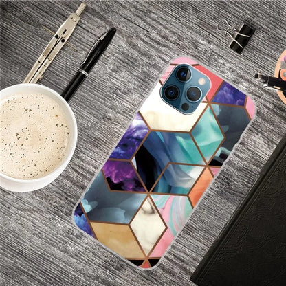 For iPhone 16 Pro Max Case Abstract Marble Pattern Printing TPU Phone Cover