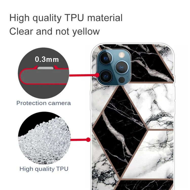 For iPhone 16 Pro Max Case Abstract Marble Pattern Printing TPU Phone Cover