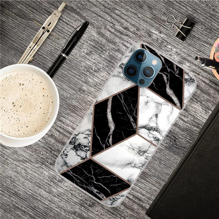 For iPhone 16 Pro Max Case Abstract Marble Pattern Printing TPU Phone Cover