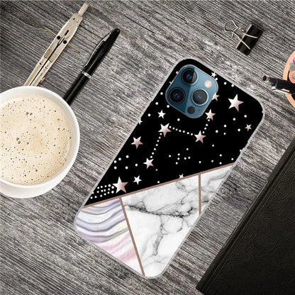 For iPhone 16 Pro Max Case Abstract Marble Pattern Printing TPU Phone Cover