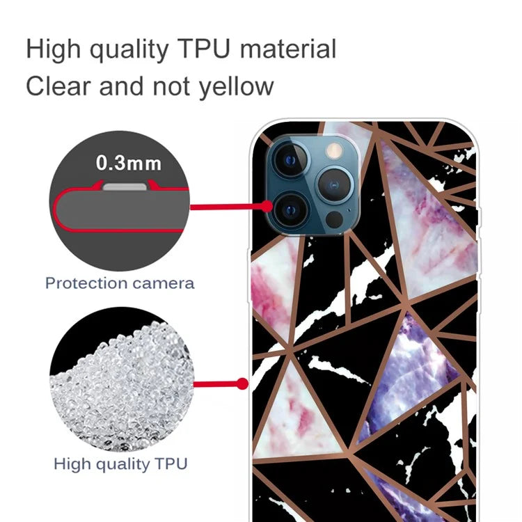 For iPhone 16 Pro Max Case Abstract Marble Pattern Printing TPU Phone Cover