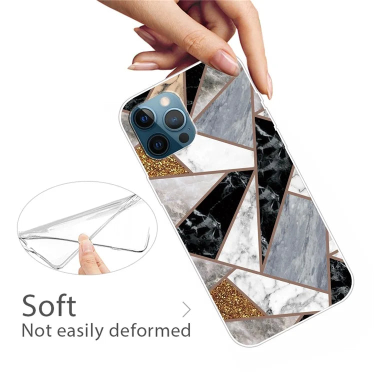 For iPhone 16 Pro Max Case Abstract Marble Pattern Printing TPU Phone Cover