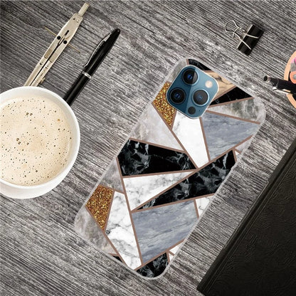 For iPhone 16 Pro Max Case Abstract Marble Pattern Printing TPU Phone Cover