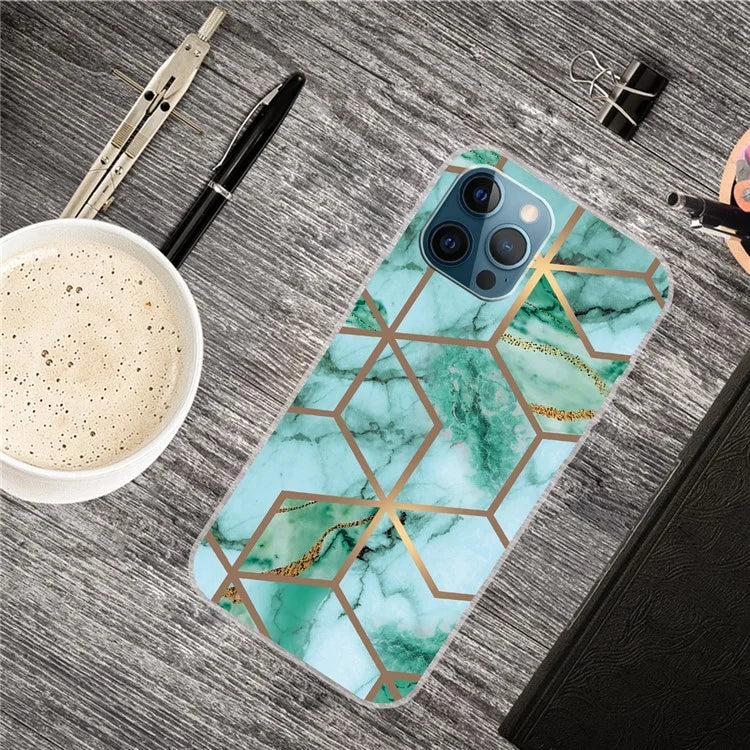 For iPhone 16 Pro Max Case Abstract Marble Pattern Printing TPU Phone Cover