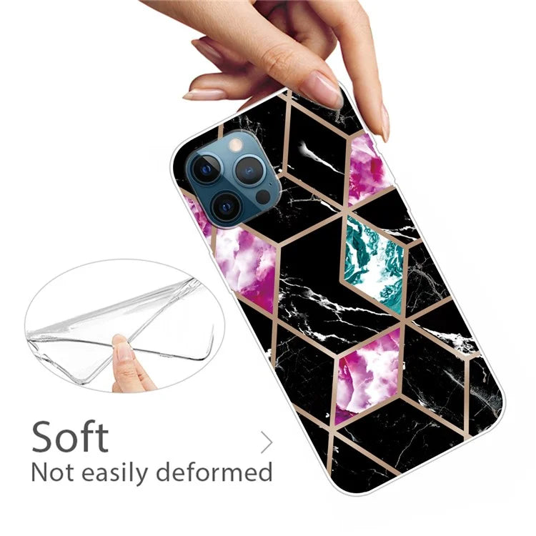 For iPhone 16 Pro Max Case Abstract Marble Pattern Printing TPU Phone Cover