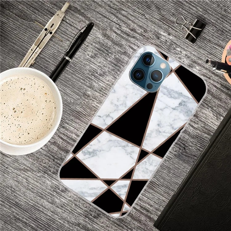 For iPhone 16 Pro Max Case Abstract Marble Pattern Printing TPU Phone Cover