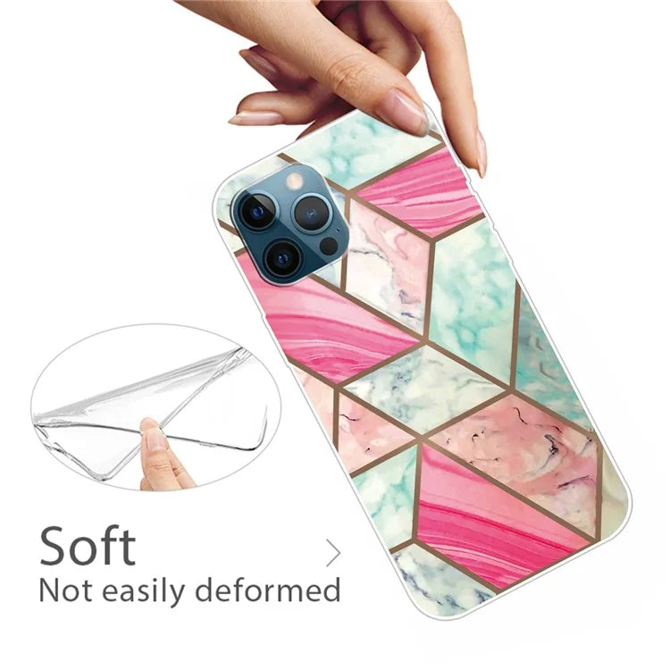 For iPhone 16 Pro Max Case Abstract Marble Pattern Printing TPU Phone Cover