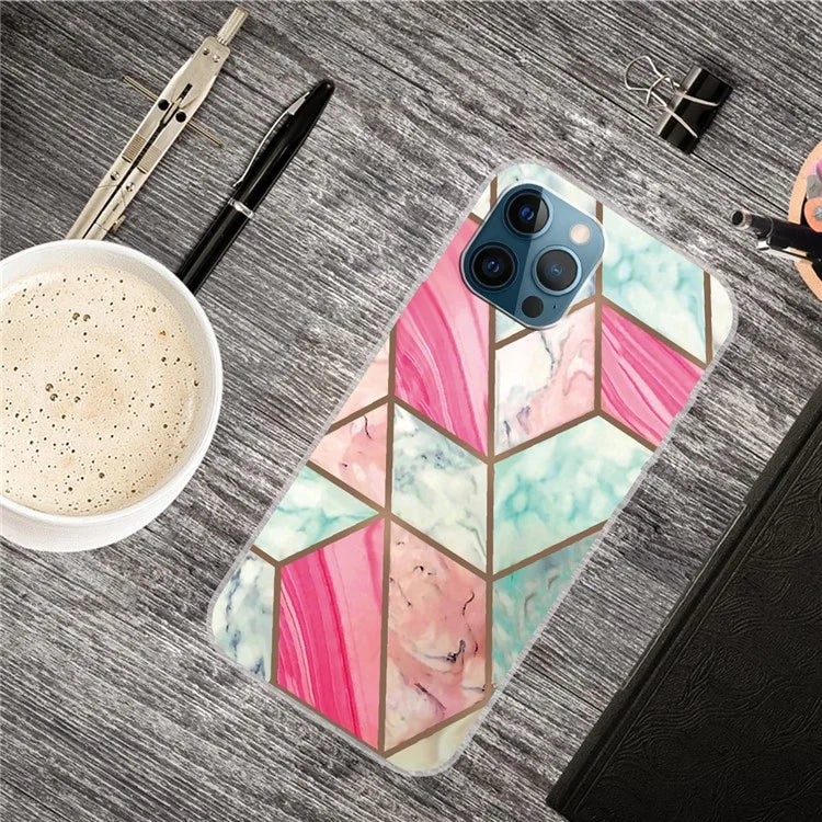 For iPhone 16 Pro Max Case Abstract Marble Pattern Printing TPU Phone Cover